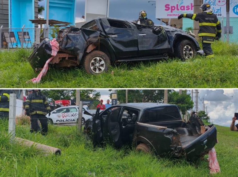 caminhonete capota e pega fogo em jales