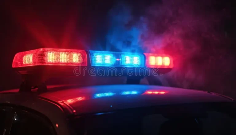 luzes-de-sirene-do-carro-da-polícia-piscando-à-noite-cor-vermelha-e-azul-vibrantes-contra-fundo-escuro-lei-dos-serviços-385689639